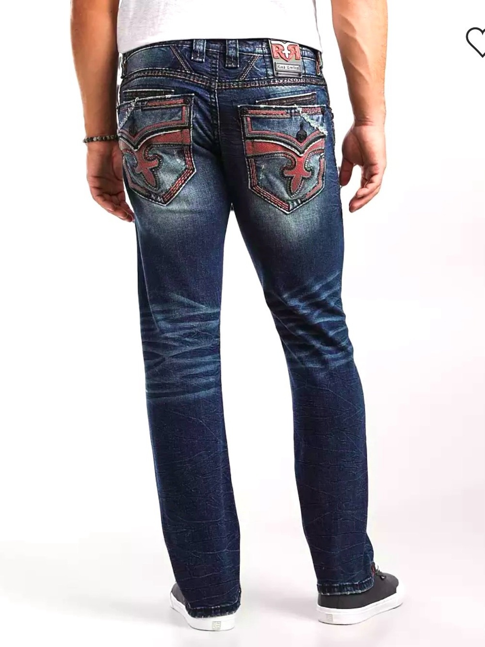 MENS ROCK REVIVAL JASER STRAIGHT RED COBRA SNAKE SKIN POCKET DETAIL NEW Sz30X32